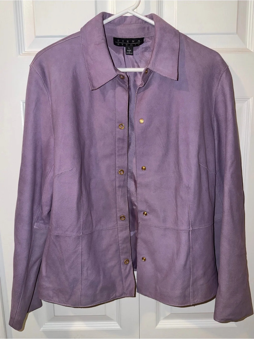 Vintage Y2K Lavender Snap-Front Suede Jacket Size L